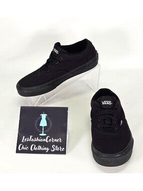 Vans Children Black Canvas Doheny Platform Low Top Sneaker Size 2.5Y  1234